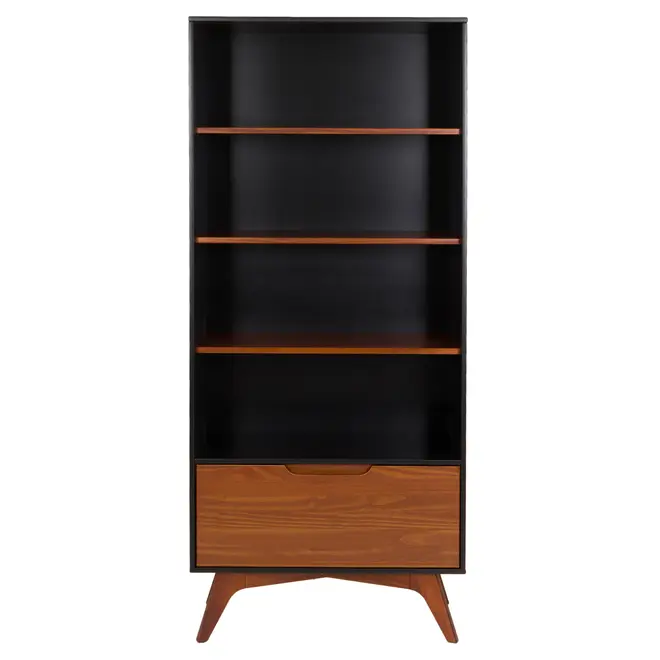 ESTANTE 1 PORTA BASCULANTE 80 CM X 1,70 M ADAMS - PRETO/NOZES - Foto 1