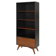 ESTANTE 1 PORTA BASCULANTE 80 CM X 1,70 M ADAMS - PRETO/NOZES - Foto 2