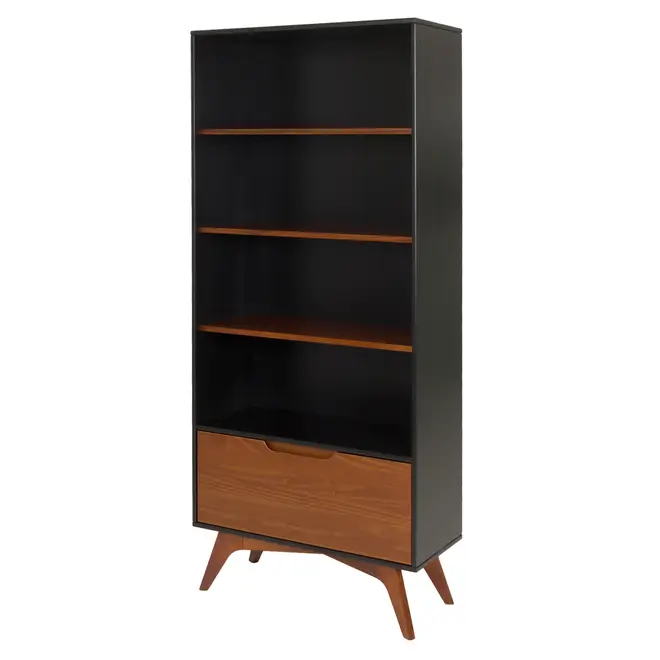 ESTANTE 1 PORTA BASCULANTE 80 CM X 1,70 M ADAMS - PRETO/NOZES - Foto 2