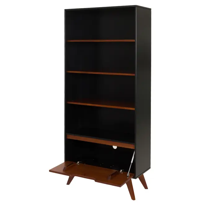 ESTANTE 1 PORTA BASCULANTE 80 CM X 1,70 M ADAMS - PRETO/NOZES - Foto 3