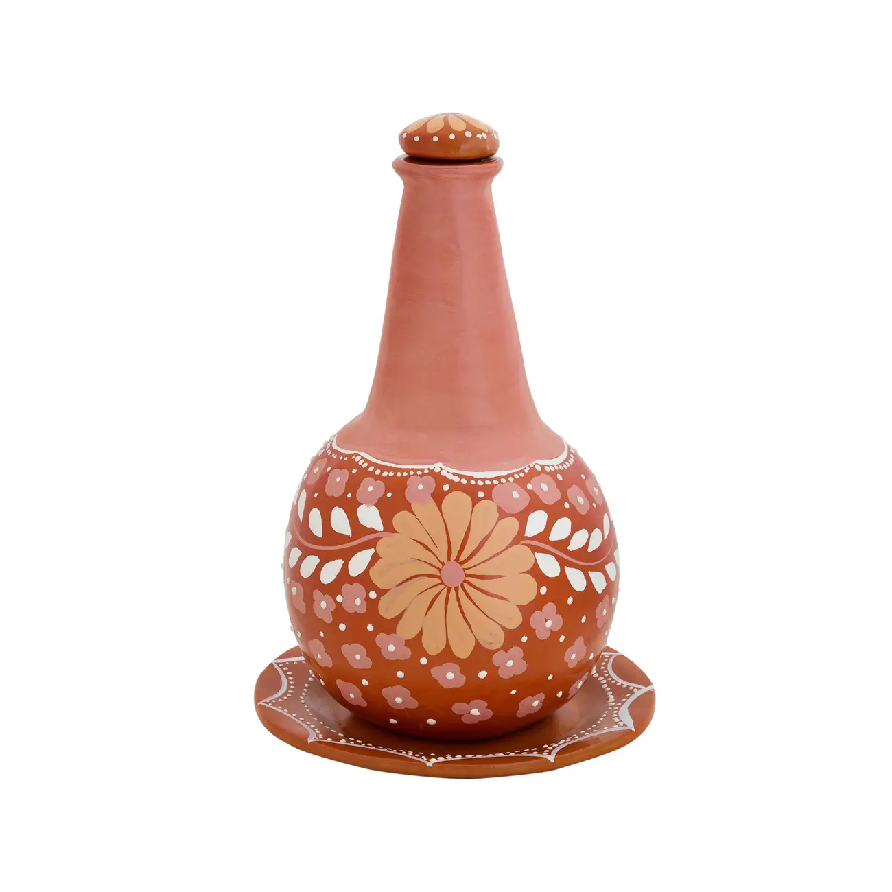 MORINGA COM PRATO 750 ML MÃOS DE BARRO - TERRACOTA/ROSA CLARO - Foto 1