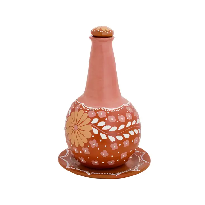 MORINGA COM PRATO 750 ML MÃOS DE BARRO - TERRACOTA/ROSA CLARO - Foto 2