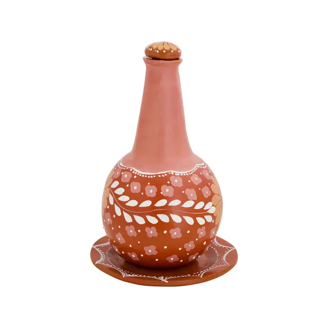 MORINGA COM PRATO 750 ML MÃOS DE BARRO - TERRACOTA/ROSA CLARO - Foto 3
