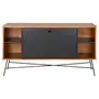 BUFFET 1 PORTA BASCULANTE 1,35 M X 40 CM MID CENTURY - PRETO/NOZES - Foto 1