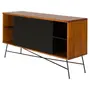 BUFFET 1 PORTA BASCULANTE 1,35 M X 40 CM MID CENTURY - PRETO/NOZES - Foto 2