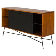 BUFFET 1 PORTA BASCULANTE 1,35 M X 40 CM MID CENTURY - PRETO/NOZES - Foto 2