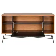 BUFFET 1 PORTA BASCULANTE 1,35 M X 40 CM MID CENTURY - PRETO/NOZES - Foto 3