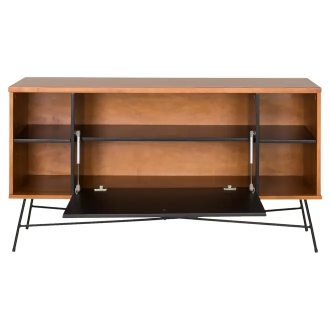 BUFFET 1 PORTA BASCULANTE 1,35 M X 40 CM MID CENTURY - PRETO/NOZES - Foto 3
