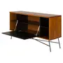 BUFFET 1 PORTA BASCULANTE 1,35 M X 40 CM MID CENTURY - PRETO/NOZES - Foto 4