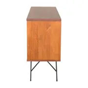 BUFFET 1 PORTA BASCULANTE 1,35 M X 40 CM MID CENTURY - PRETO/NOZES - Foto 5