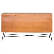 BUFFET 1 PORTA BASCULANTE 1,35 M X 40 CM MID CENTURY - PRETO/NOZES - Foto 6