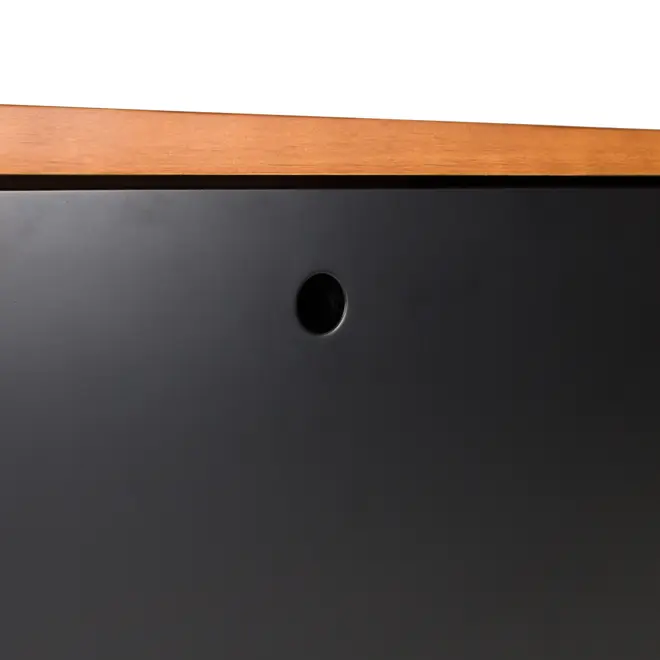 BUFFET 1 PORTA BASCULANTE 1,35 M X 40 CM MID CENTURY - PRETO/NOZES - Foto 7