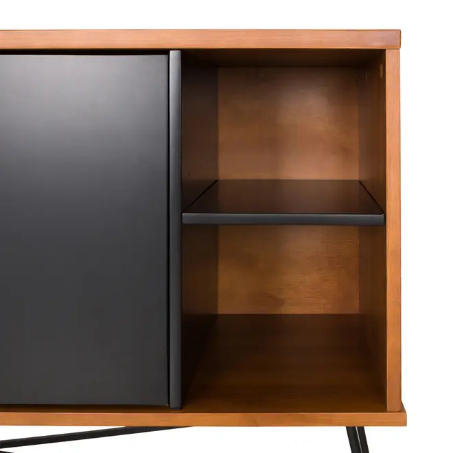 BUFFET 1 PORTA BASCULANTE 1,35 M X 40 CM MID CENTURY - PRETO/NOZES - Foto 9