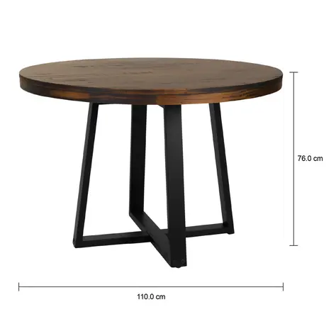 Imagem com medidas do produto MESA DE JANTAR REDONDA 1,10 M NIARA