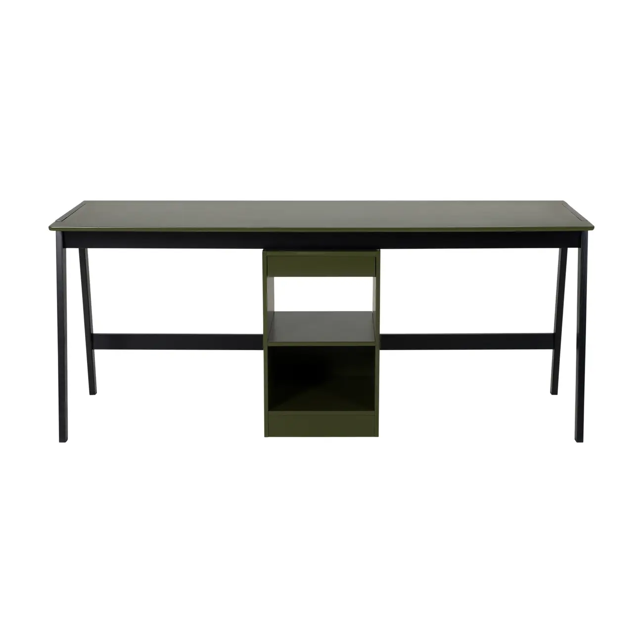 ESTAÇÃO DE TRABALHO DUPLA 1 GAVETA 1,80 M X 60 CM HANNA - PRETO/MUSGO - Foto 1
