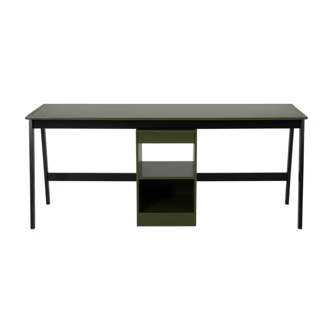 ESTAÇÃO DE TRABALHO DUPLA 1 GAVETA 1,80 M X 60 CM HANNA - PRETO/MUSGO - Foto 1