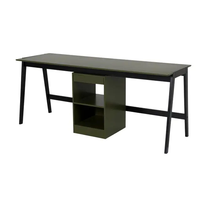 ESTAÇÃO DE TRABALHO DUPLA 1 GAVETA 1,80 M X 60 CM HANNA - PRETO/MUSGO - Foto 2
