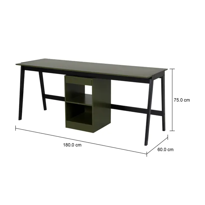 ESTAÇÃO DE TRABALHO DUPLA 1 GAVETA 1,80 M X 60 CM HANNA - PRETO/MUSGO - Foto 8