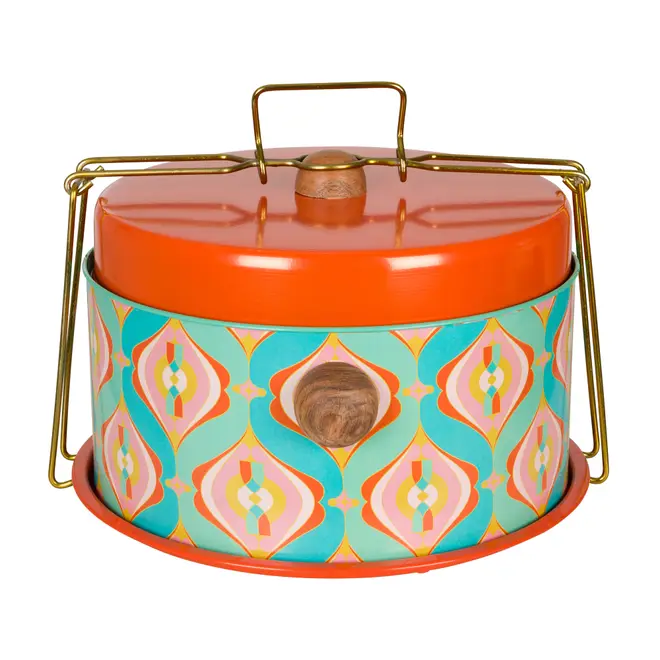 PORTA BOLO COM TAMPA COZINHA ENCANTADA DA RAÍZA COSTA - LARANJA/MULTICOR - Foto 1