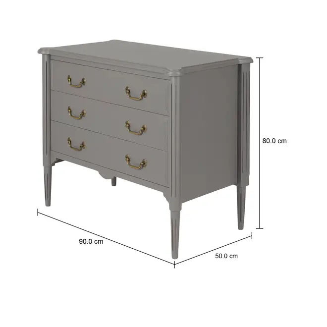 CÔMODA 3 GAVETAS 90 CM X 50 CM REGENCE - GRIS BRULÉ - Foto 11