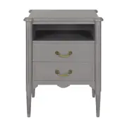 MESA DE CABECEIRA ALTA 2 GAVETAS REGENCE - GRIS BRULÉ - Foto 1