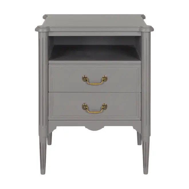 MESA DE CABECEIRA ALTA 2 GAVETAS REGENCE - GRIS BRULÉ - Foto 1