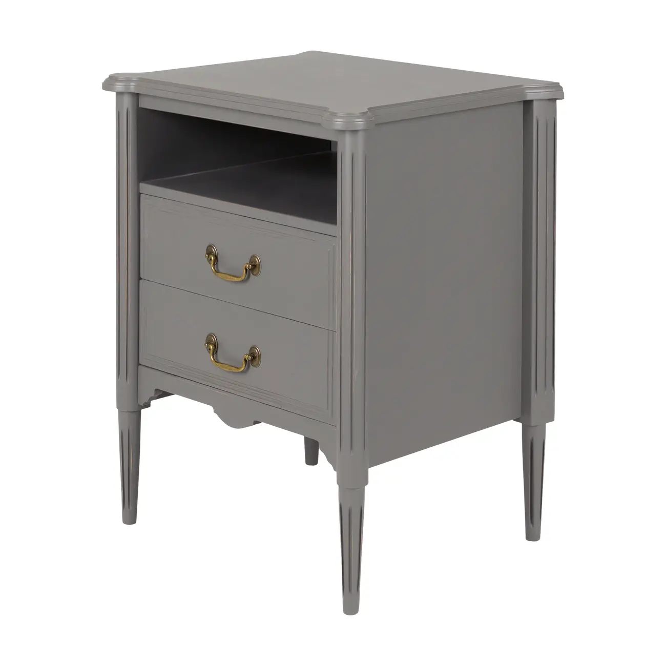 MESA DE CABECEIRA ALTA 2 GAVETAS REGENCE - GRIS BRULÉ - Foto 2