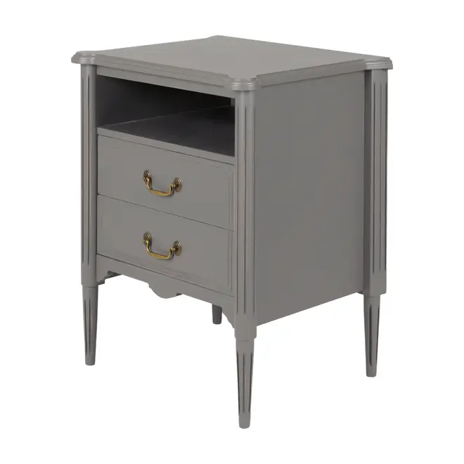 MESA DE CABECEIRA ALTA 2 GAVETAS REGENCE - GRIS BRULÉ - Foto 2