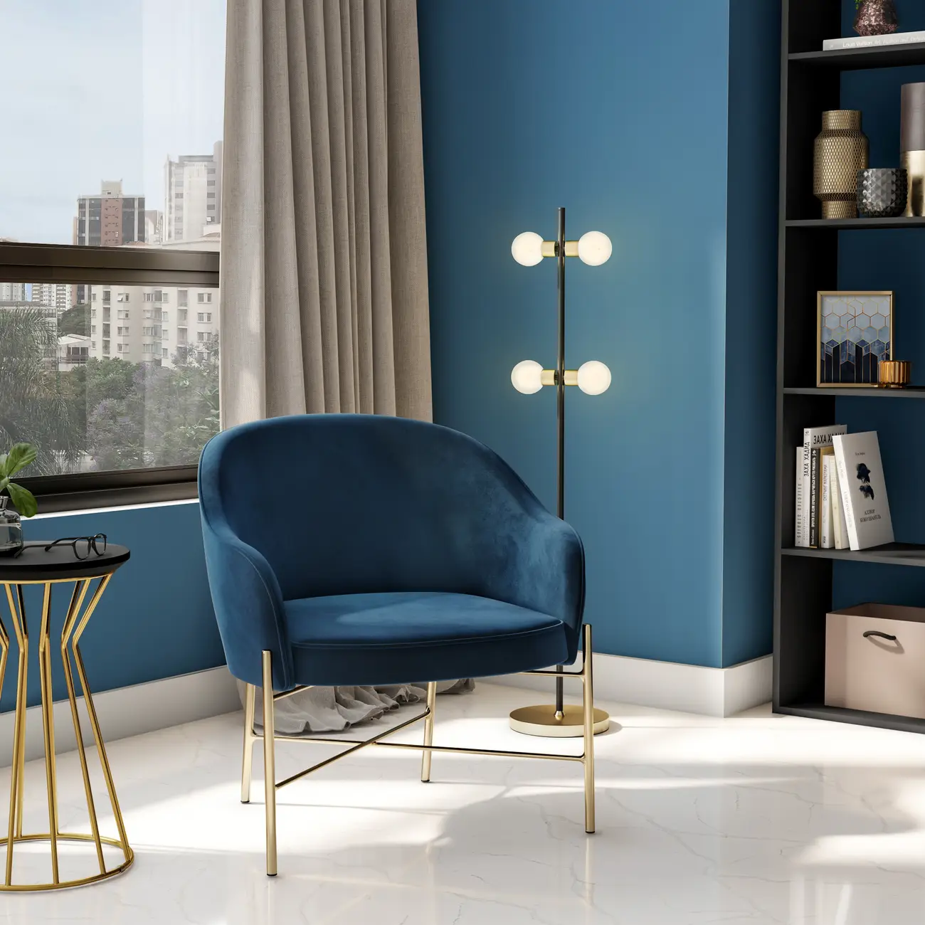 POLTRONA DAISY - OURO/GALAXY BLUE - Foto 8