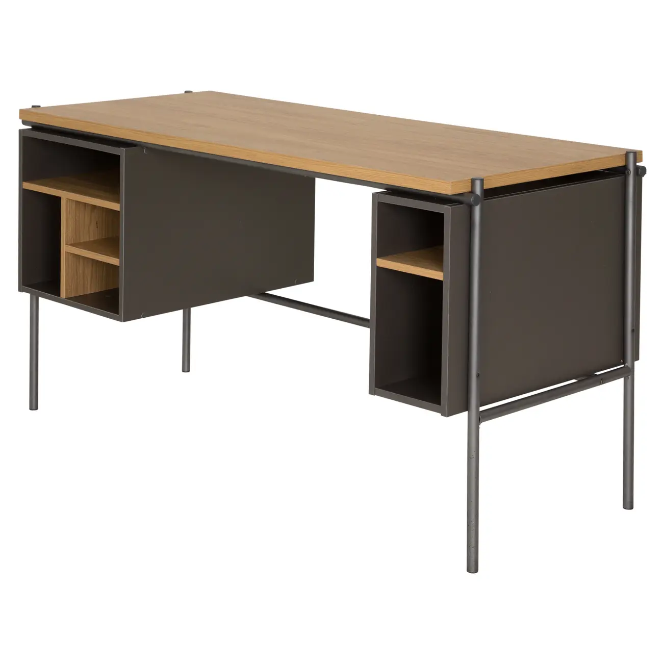 MESA COM NICHOS 1,40 M X 60 CM LABOR - KONKRET/OAK TAMMI - Foto 2
