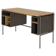 MESA COM NICHOS 1,40 M X 60 CM LABOR - KONKRET/OAK TAMMI - Foto 2