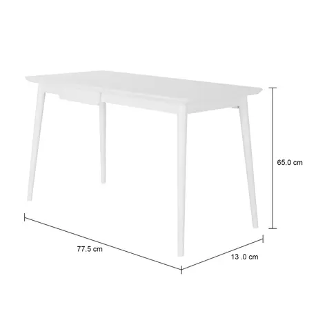 Imagem com medidas do produto MESA DE ESCRITÓRIO 1 GAVETA 1,30 M X 65 CM SKAND