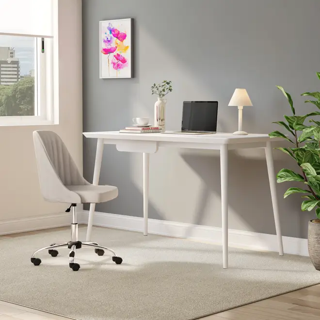 MESA DE ESCRITÓRIO 1 GAVETA 1,30 M X 65 CM SKAND - BRANCO - Foto 9