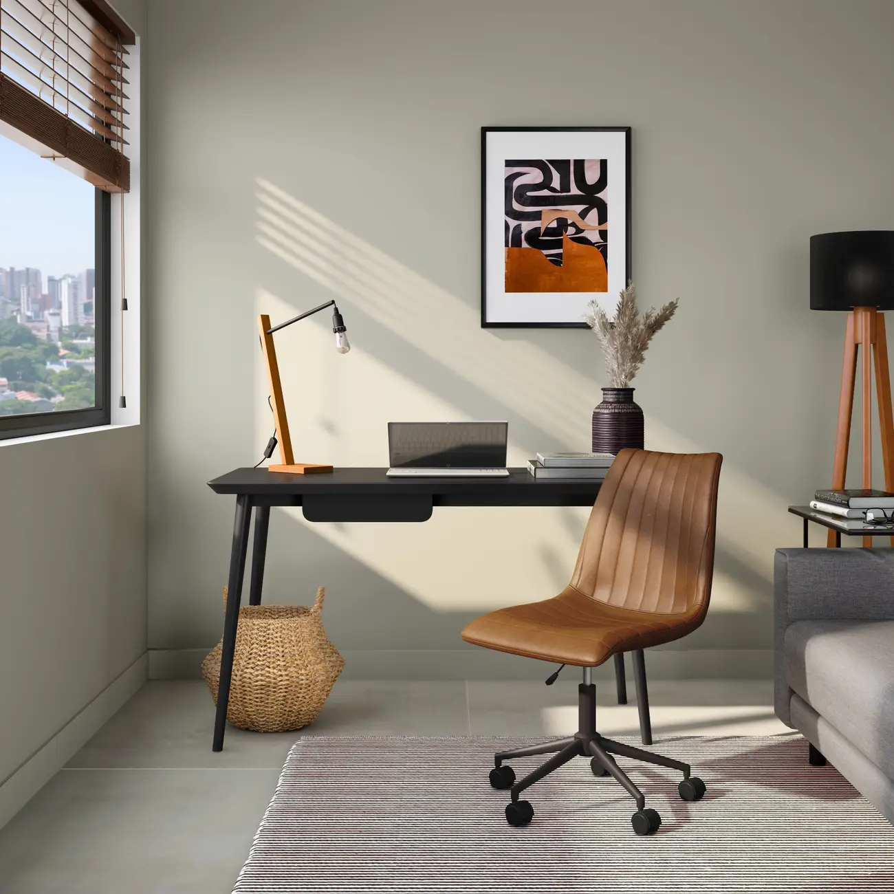MESA DE ESCRITÓRIO 1 GAVETA 1,30 M X 65 CM SKAND - PRETO - Foto 9