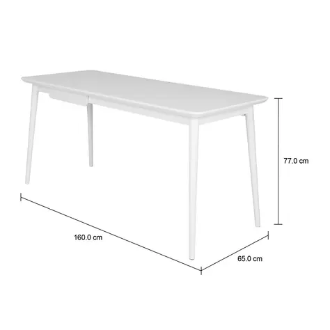 Imagem com medidas do produto MESA DE ESCRITÓRIO 1 GAVETA 1,60 M X 65 CM SKAND