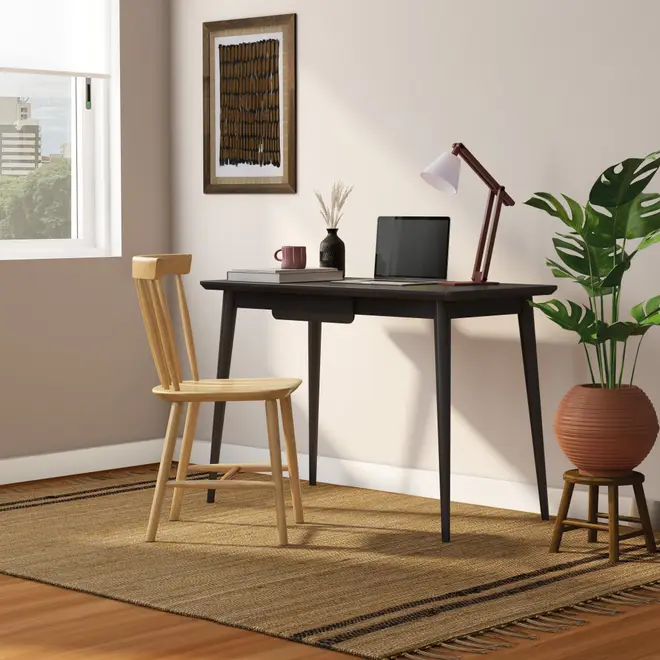 MESA DE ESCRITÓRIO 1 GAVETA 1,10 M X 55 CM SKAND - PRETO - Foto 9