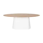MESA DE JANTAR OVAL 2 M X 1,10 M MAK WOOD - BRANCO/FREIJÓ - Foto 1