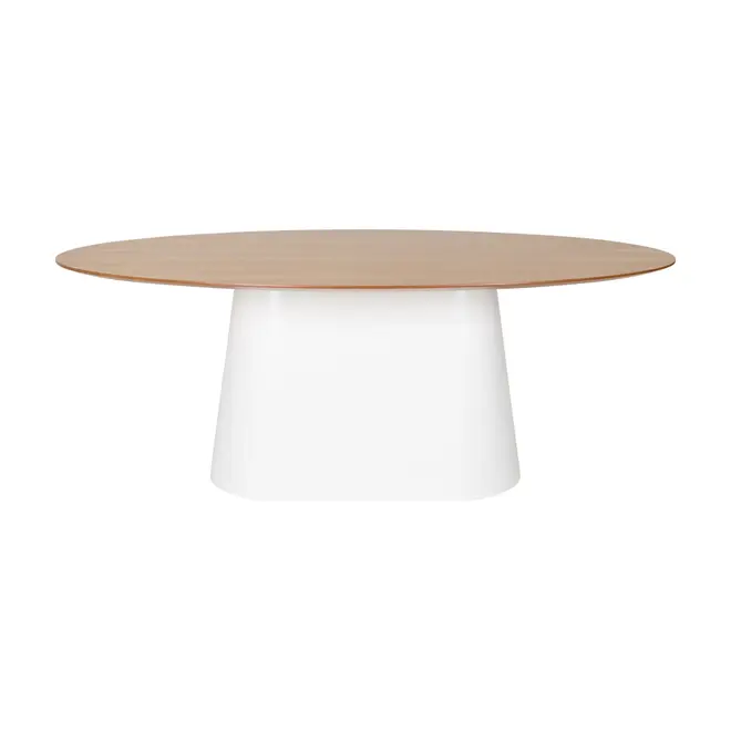 MESA DE JANTAR OVAL 2 M X 1,10 M MAK WOOD - BRANCO/FREIJÓ - Foto 1