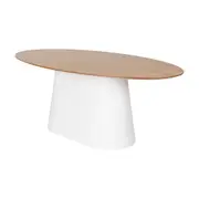 MESA DE JANTAR OVAL 2 M X 1,10 M MAK WOOD - BRANCO/FREIJÓ - Foto 2