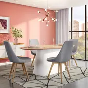 MESA DE JANTAR OVAL 2 M X 1,10 M MAK WOOD - BRANCO/FREIJÓ - Foto 6