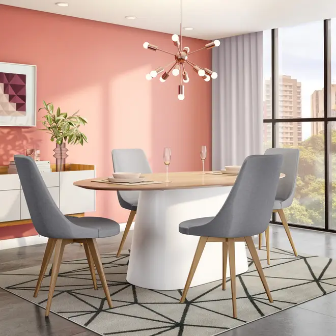 MESA DE JANTAR OVAL 2 M X 1,10 M MAK WOOD - BRANCO/FREIJÓ - Foto 6