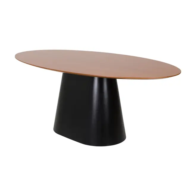 MESA DE JANTAR OVAL 2 M X 1,10 M MAK WOOD - PRETO/NOZES - Foto 2