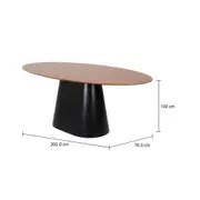 MESA DE JANTAR OVAL 2 M X 1,10 M MAK WOOD - PRETO/NOZES - Foto 5