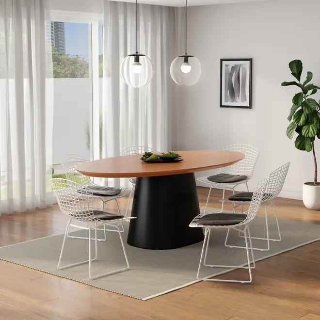 MESA DE JANTAR OVAL 2 M X 1,10 M MAK WOOD - PRETO/NOZES - Foto 6