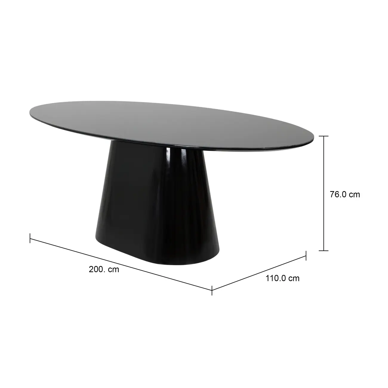 MESA DE JANTAR OVAL 2 M X 1,10 M MAK - PRETO/PRETO BRILHANTE - Foto 5