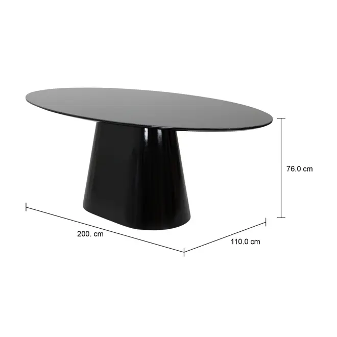MESA DE JANTAR OVAL 2 M X 1,10 M MAK - PRETO/PRETO BRILHANTE - Foto 5