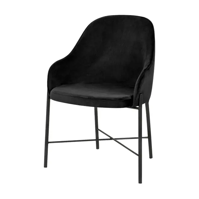 CADEIRA DE JANTAR COM BRAÇOS DAISY - PRETO/PRETO - Foto 1
