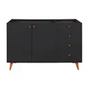 PRETO/NOZES - ARMÁRIO DE COZINHA INFERIOR 1,20 M 2 PORTAS / 4 GAVETAS LIN