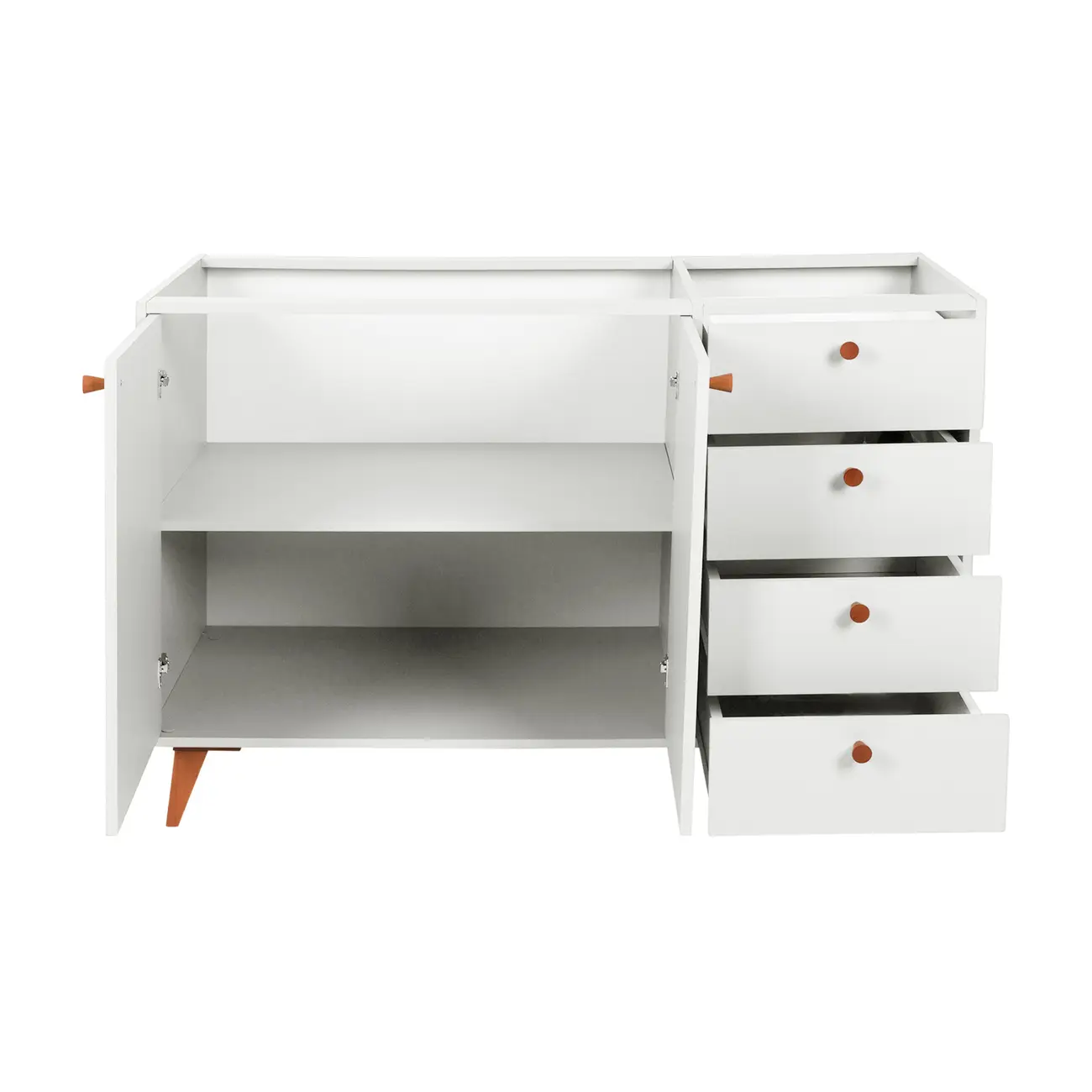 ARMÁRIO DE COZINHA INFERIOR 1,20 M 2 PORTAS / 4 GAVETAS LIN - BRANCO/NOZES - Foto 4