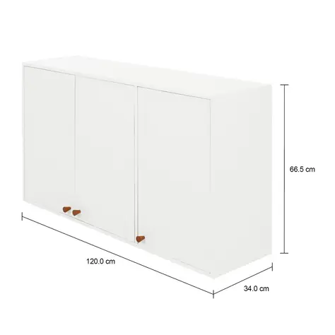 Imagem com medidas do produto ARMÁRIO DE COZINHA AÉREO 1,20 M 3 PORTAS LIN